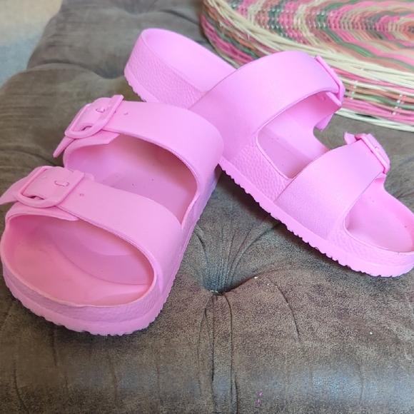 Vibrant Pink Slide Sandals - Picture 1 of 4